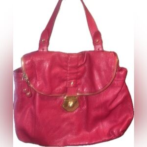 Furla Magenta Leather Hobo Shoulder Bag with Gold Hardware